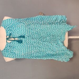 Stylus handkerchief Hem Geometric Sleeveless Flowy Top Resortwear Nautical